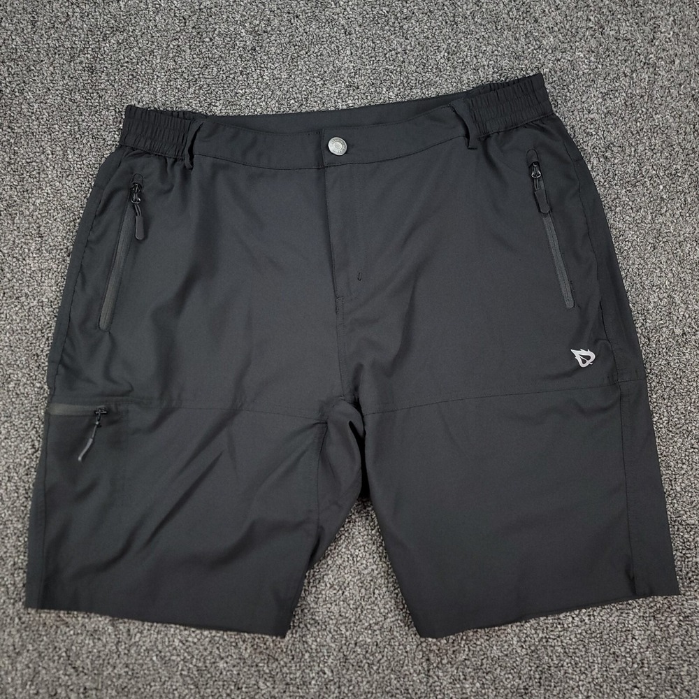 Baleaf Shorts Mens XL Black Hiking Performance Gusseted Zip Pockets 9 In Utility